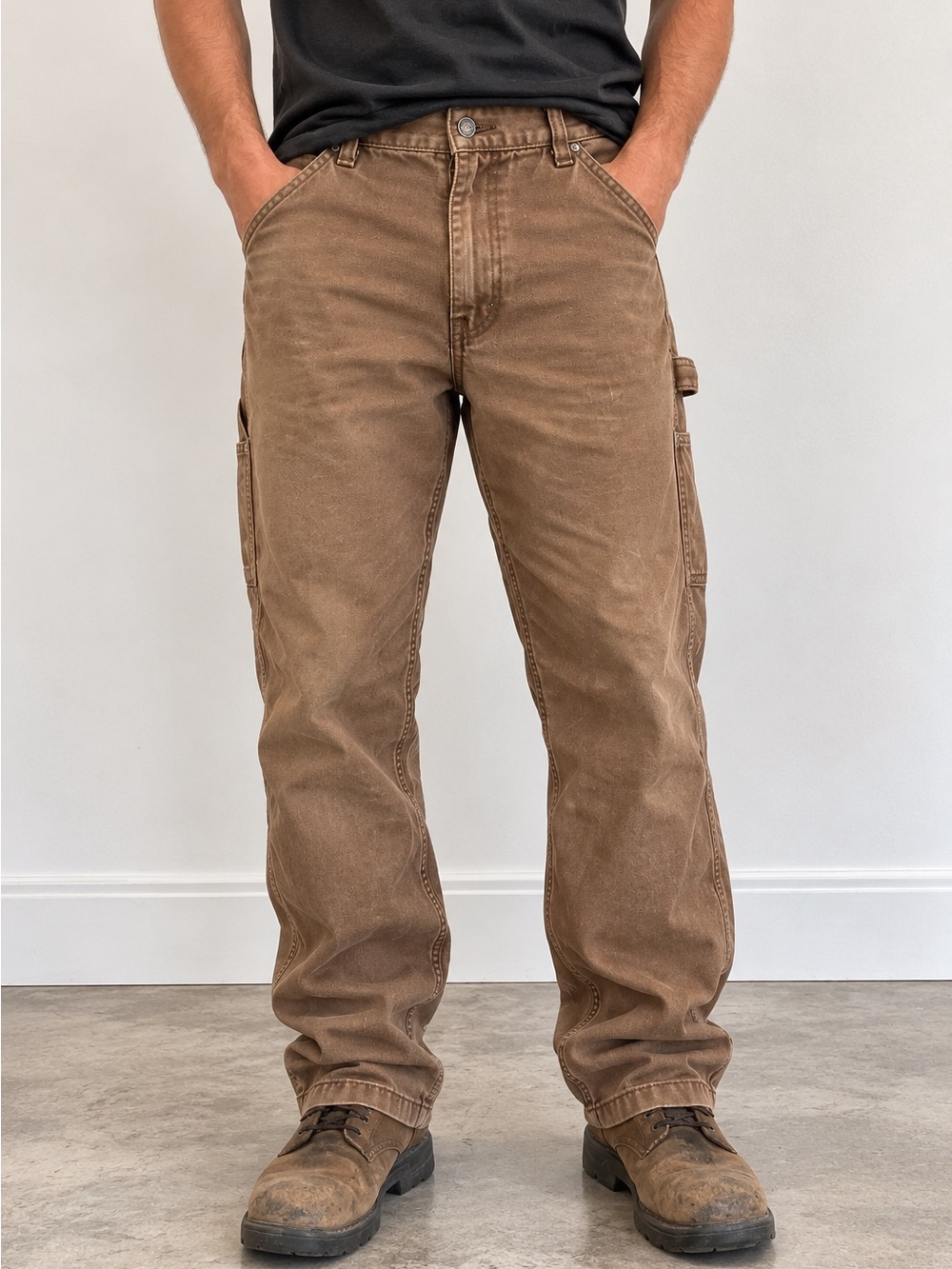 Dickies Men’s Brown Carpenter Work Pants 34x34 Cotton Utility Jeans